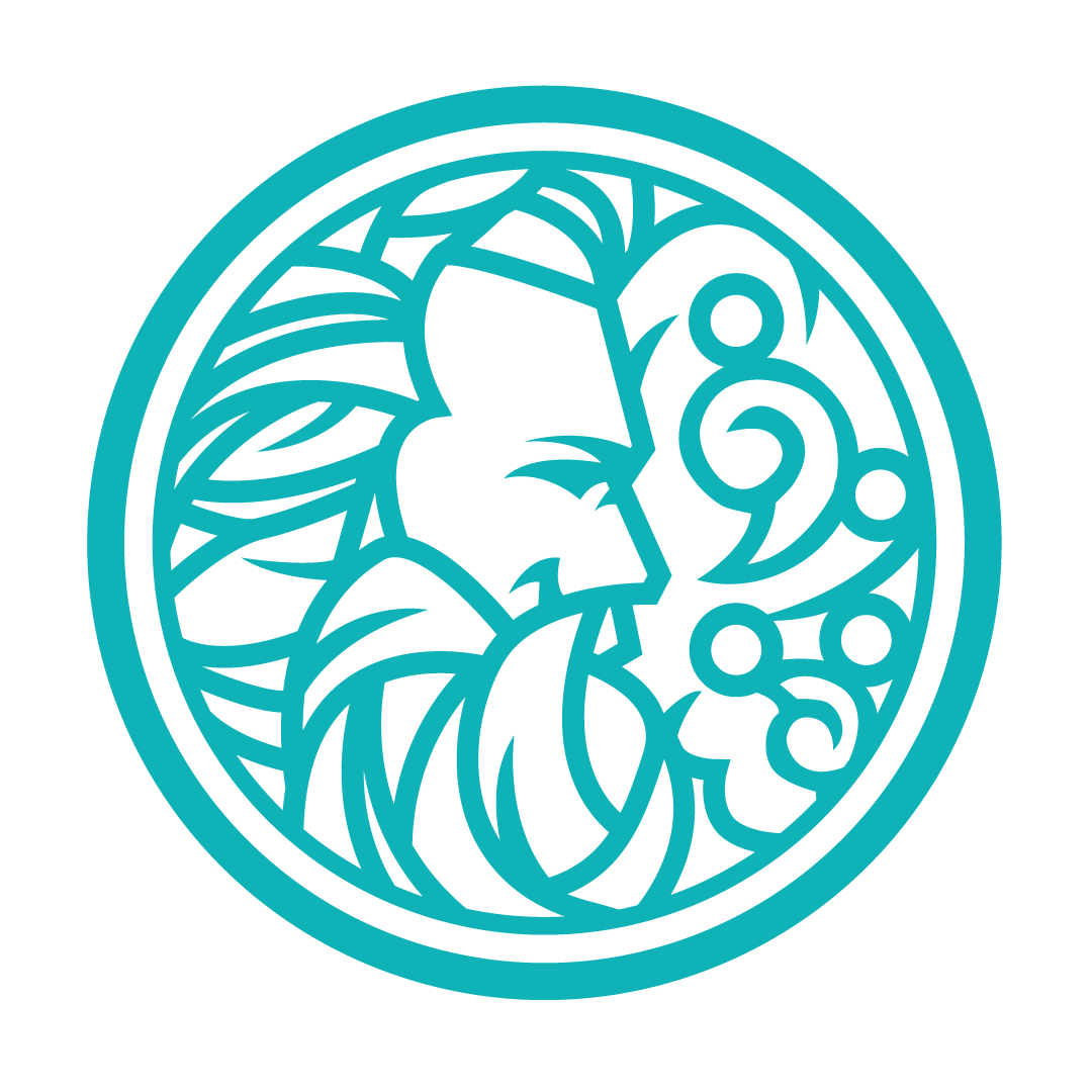 Teal circular Borvo Nutrients logo featuring a stylised dog profile with seaweed-inspired design elements.